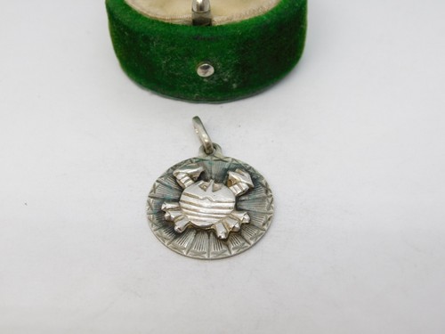Sterling Silver Cancer the Crab Charm Pendant Vintage c1970