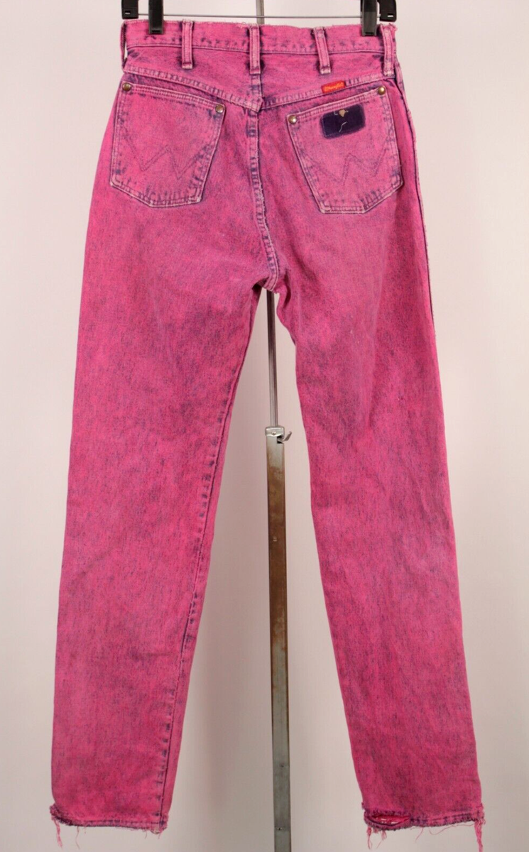VTG Women's 90s Dark Pink Acid Wash Denim Wrangler Jeans Sz