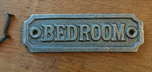 Placa de hierro fundido natural montada en pared dormitorio para puerta - letrero de inodoro - Imagen 2 de 2