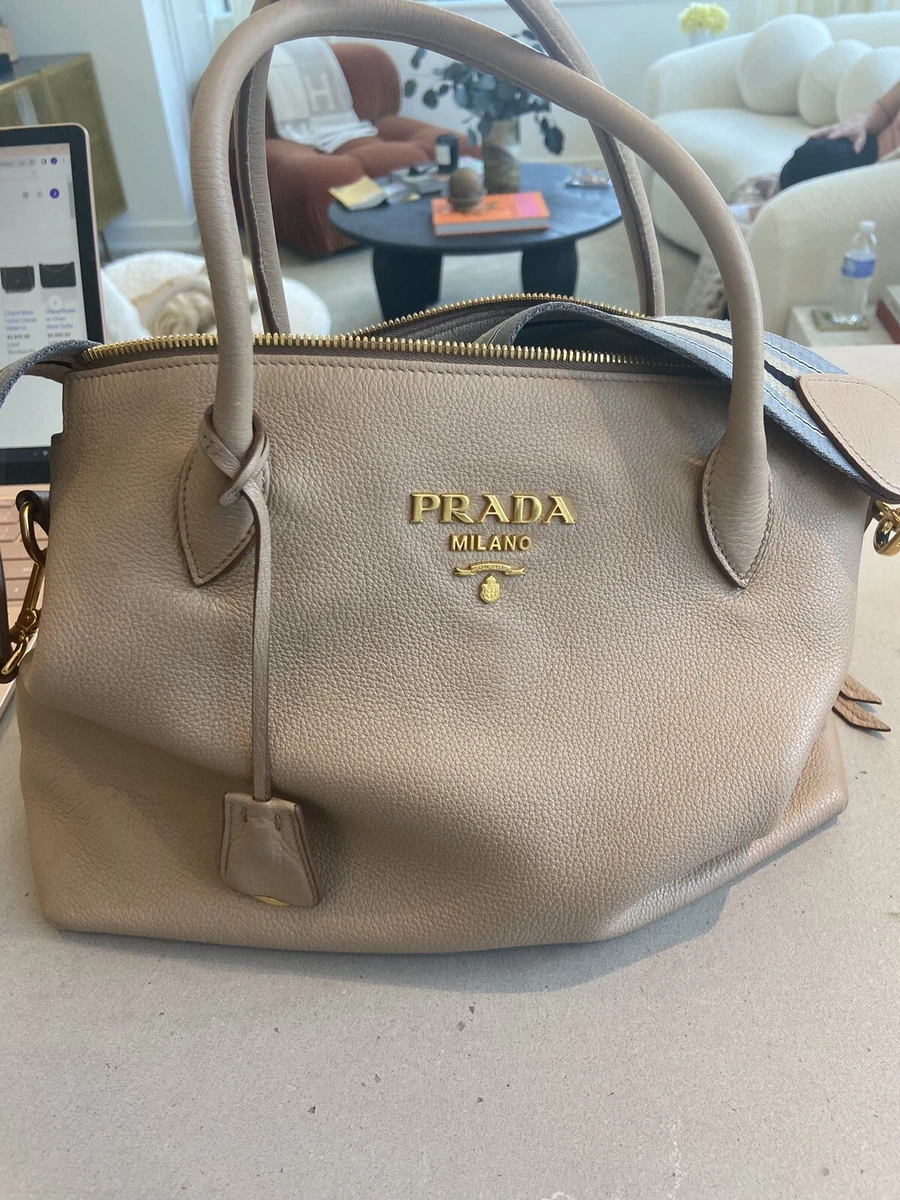 Prada Teal Vitello Daino Leather Front Zip Tote Prada