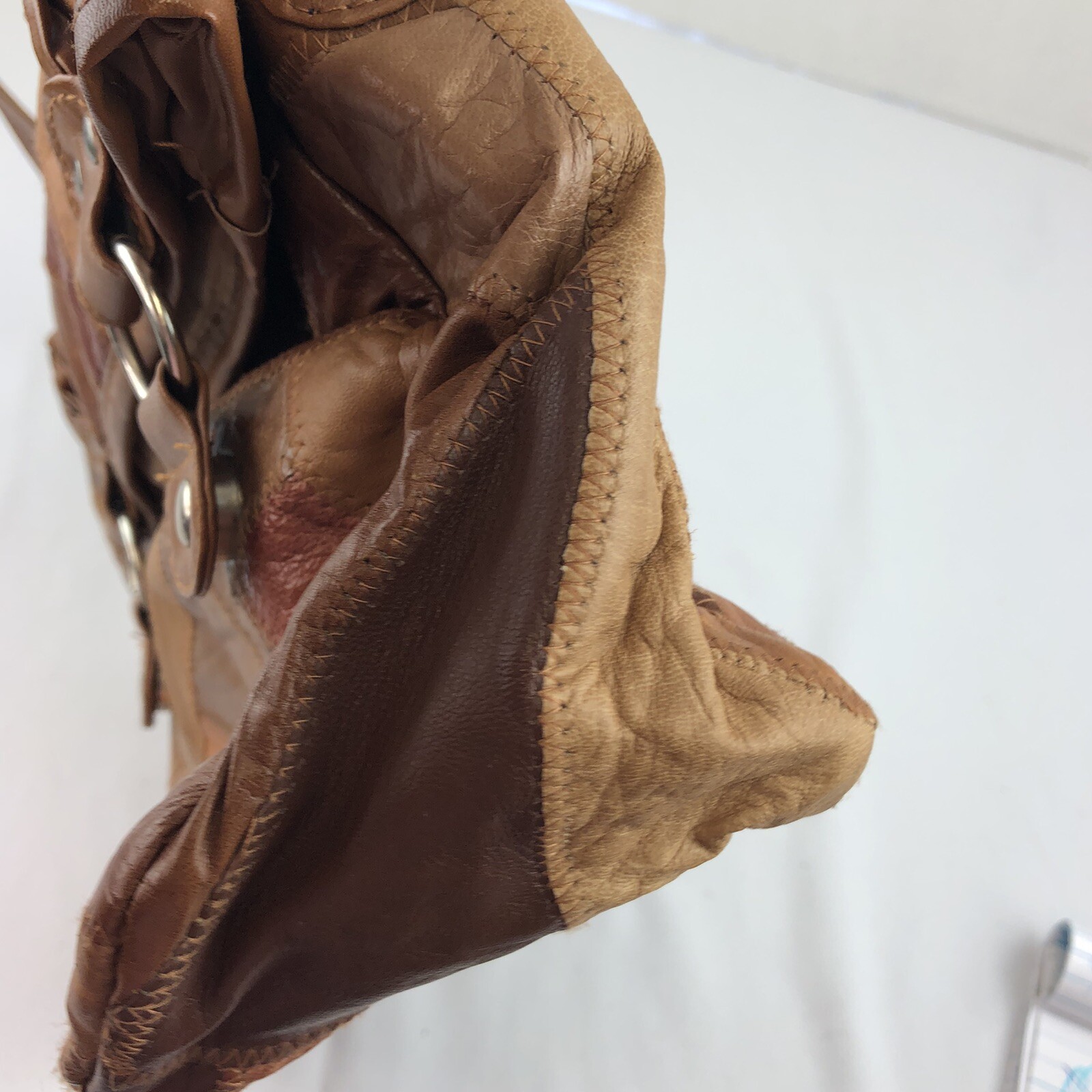 leather flap purse patchwork pattern Vintage - image 5