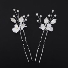 2pcs Flower Bridal Hair Pins Pearl Bride Wedding Hair Pins Clips Bridal Hair ...
