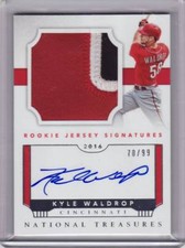 2016 National Treasures Kyle Waldrop Rookie RPA 70/99 Patch Reds Auto