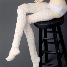  Dollmore Stockings Fit 16" Fashion Doll Size - Span Lace Band stocking White 