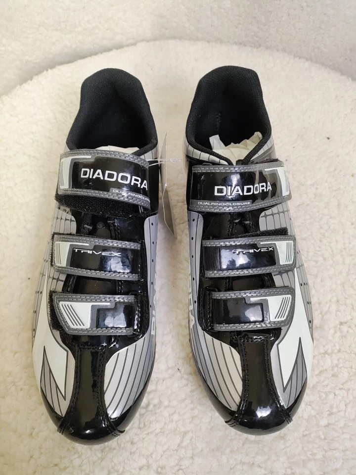 Diadora Trivex 男式运动鞋 8 黑色合成自行车骑行鞋 — 第 3/4 张图片