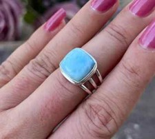 Natural Larimar / 925 Silver Ring / Handmade Ring / Statement Ring /All SZ SB-95