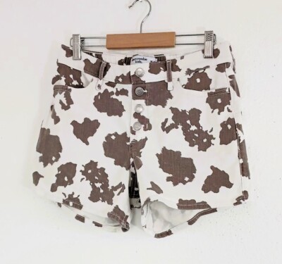 Abercrombie Kids Cow Print Button Fly Mini Mom Shorts Youth Girls Size 15/16
