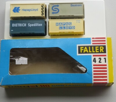 Faller AMS  421 -- 4  Container in OVP, 60er Jahre Spielzeug (BNL532)