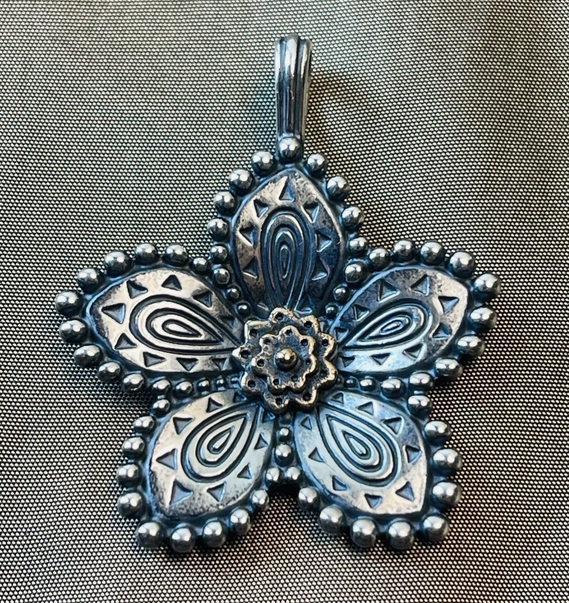 Retired* James Avery Beaded Festive Flower Pendant Sterling Silver & Bronze  | eBay