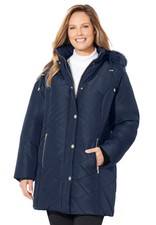 Catherines Women's Plus Size Faux Fur Hood Puffer Coat