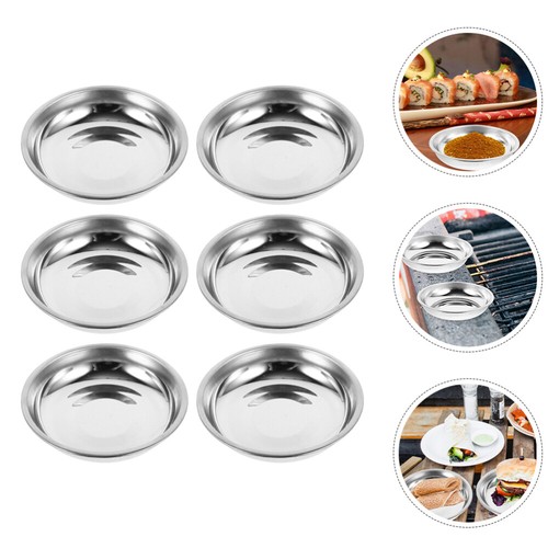 6 Piezas Plato Acero Inoxidable Platos Salsa Barbacoa Condimento Cuenco - Imagen 4 de 12