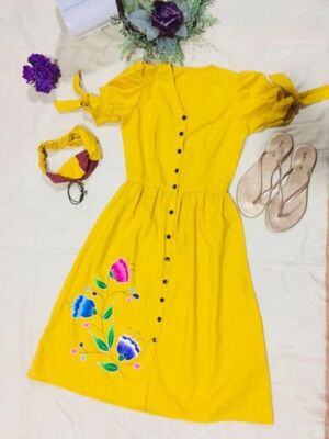 chinese dress ladies Butterfly Thick Linen Dress x Mimi 3X / Butterfly
