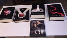 Lot of 5: Twilight Saga Eclipse New Moon Breaking Dawn hard cover & Twilight DVD
