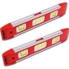 2x MAGNETIC SPIRIT LEVELS 225mm Torpedo Scaffold Small Brick Line 3 Vials Boat