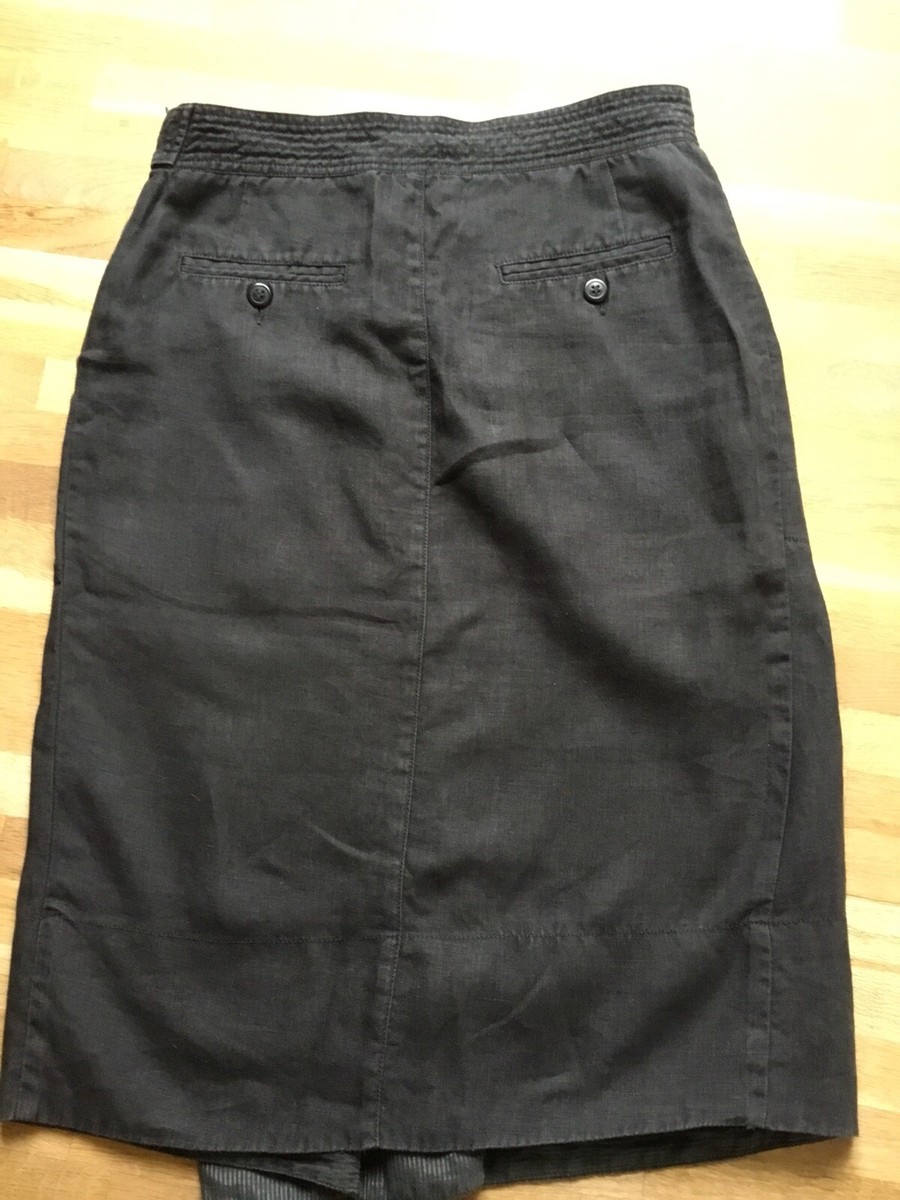 Jupe Crayon Comptoir Des Cotonniers En Lin - Taille 38, Gris Noir - Presque Neuve