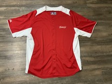 Majestic Budweiser Beer Baseball Jersey Cool Base Button Down Men 2XL XXL Red
