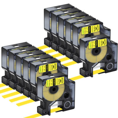 Compatible DYMO 18056 Heat Shrink Tube Label 1/2'' Yellow for Rhino 5000 12Pack