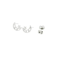 Stainless Steel Earrings - Moon Studs - 11mm x 8mm - 2 Pieces 1 Pair - ER048