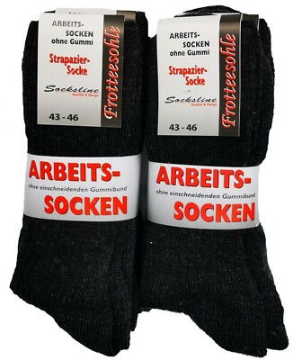 Arbeitssocken ohne Gummi mit Frotteesohle 58% Wolle 4 oder 8 Paar