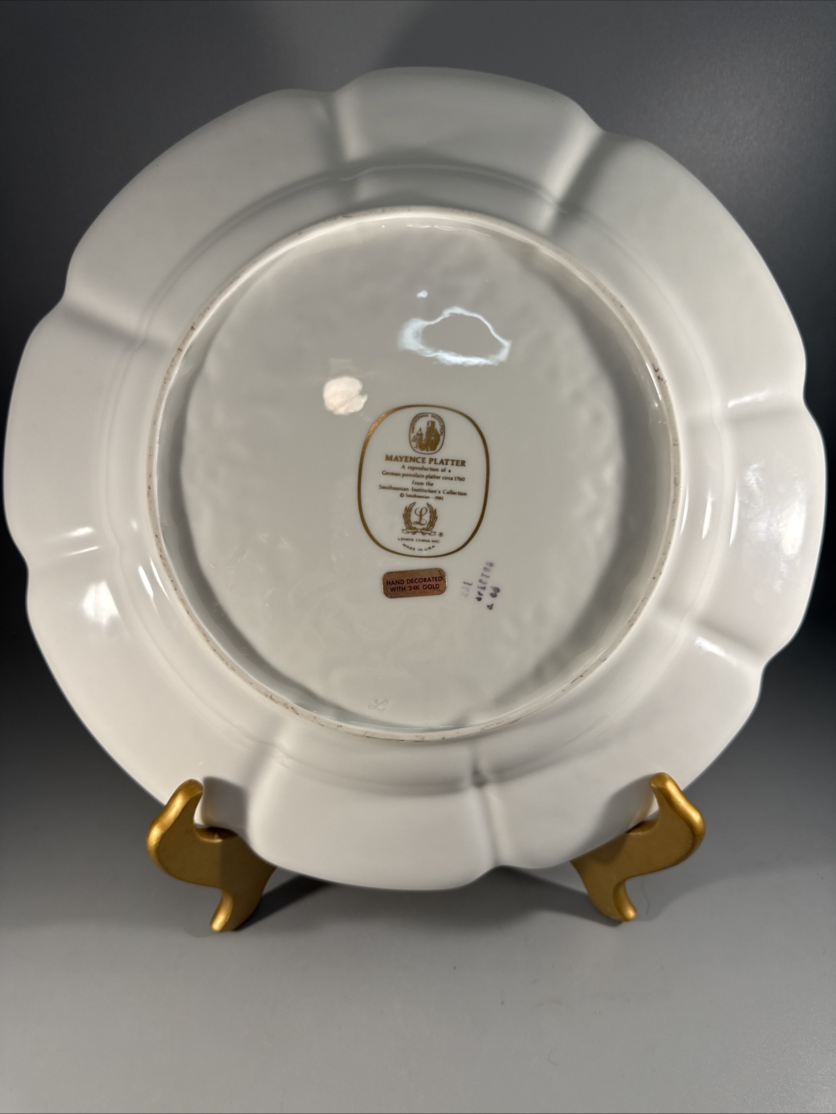 LENOX 1982 Reproduction Mayence Platter Smithsonian Germany Collection C. 1760