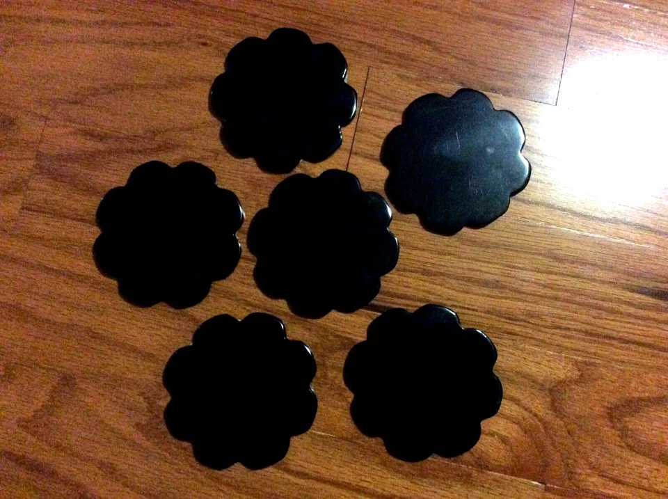 Cafe bakery black gothic ceramic coaster set 6 trivet studio Pottery Tea Coffee - Image 3 of 4