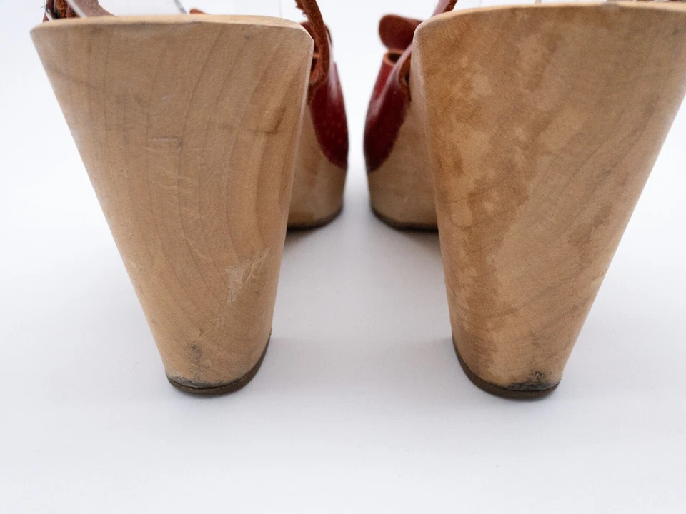 Toffel Mujer Tacones Zuecos Sandalia Zapato Bajo Rojo Talla 37 Eu Tipo 19809-40 - Imagen 4 de 4