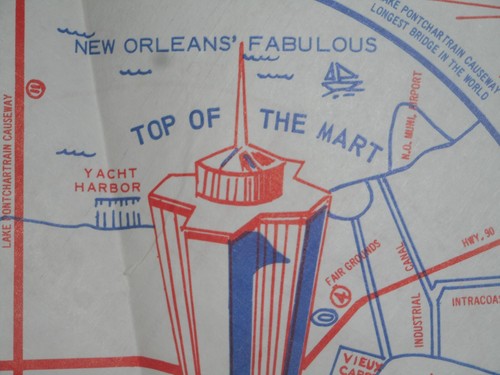 New Orleans LA TOP OF THE MART Lounge Cocktail Napkin Extra Large Doily c.1975 - Picture 3 of 21