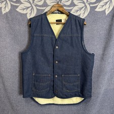 Vintage Sears Roebuck Denim Vest Sherpa Lined Men  s Large Tall NWT 51307