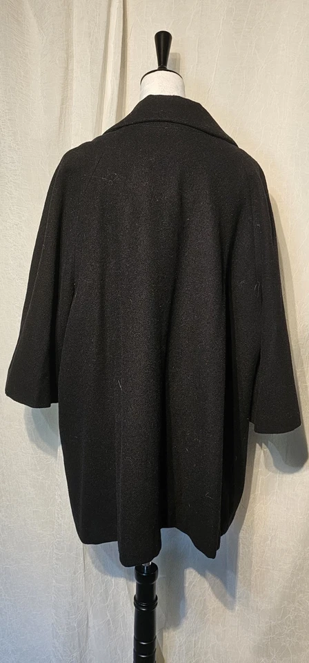 Abrigo de trabajo informal de guisantes negro largo de mezcla de lana talla grande 24W de Roaman's‎ para mujer  Foto 3 de 4