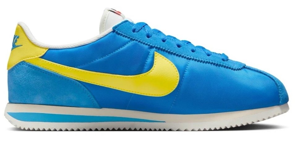 Nike Cortez Textile Shoes Mens Blue Sail Muslin Lightning Yellow HF0263 402