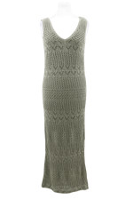 Marks & Spencer Women's Dress Faded Khaki Textured Lined V-Neck New
