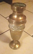 Alte Messingvase mit Ornament-Band &ndash; Deko Urnenvase Vintage ca. 1920-1950