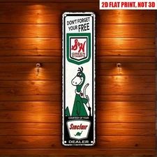 Vintage Sinclair Dino Green Stamps 16x4 Metal Sign Retro Garage Auto Home Decor