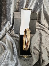 9ct Gold Engraved  Metal Core, 20 MICRONS 1960s Bangle & Safety Chain 23.1g VGC