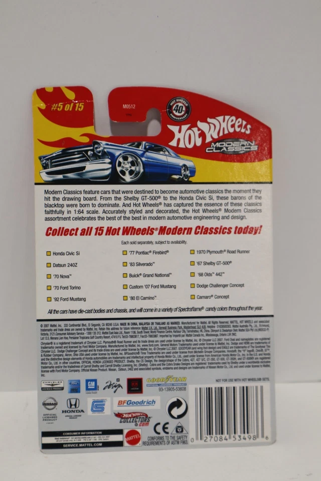2007 Hot Wheels Modern Classics '92 Ford Mustang Dark Blue Spectraflame New - Image 2 of 3