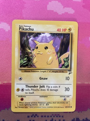 Pokemon Card Pikachu Base Set 2 Common 87/130 Near Mint