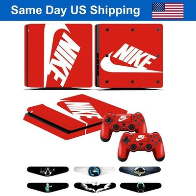 Red Cover Skin Sticker Decal for Sony PS4 Slim PlayStation 4 Slim & 2 Controller