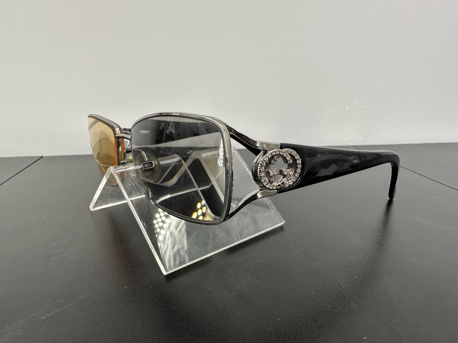 Gucci Vintage Frame Crystals Interlocking GG Made In Italy 56-18-135 (C2-03)