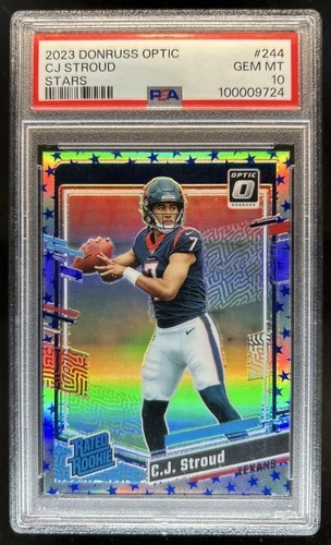 2023 Donruss Optic C.J. Stroud Blue Stars Prizm RC Rated Rookie #244 PSA 10