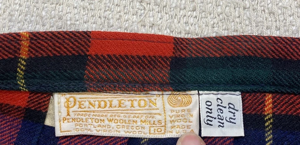 复古 Pendleton 格纹裙 100% 处女羊毛 Midi 10 百褶 — 第 3/4 张图片