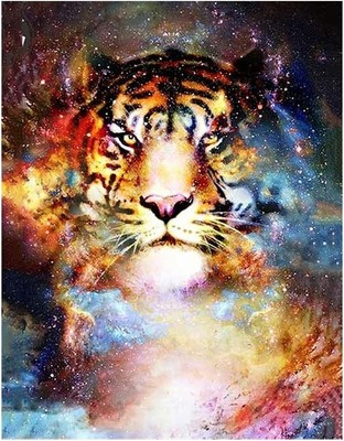 DCIDBEI Square Diamond Painting Tiger Neon Universum 40x50cm Mosaik Diamant