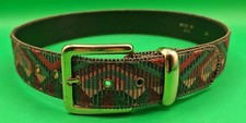 VTG Southwestern Belt SM 28x1 1/2" Woven Textured Beaded Boho Gold Buckle USA