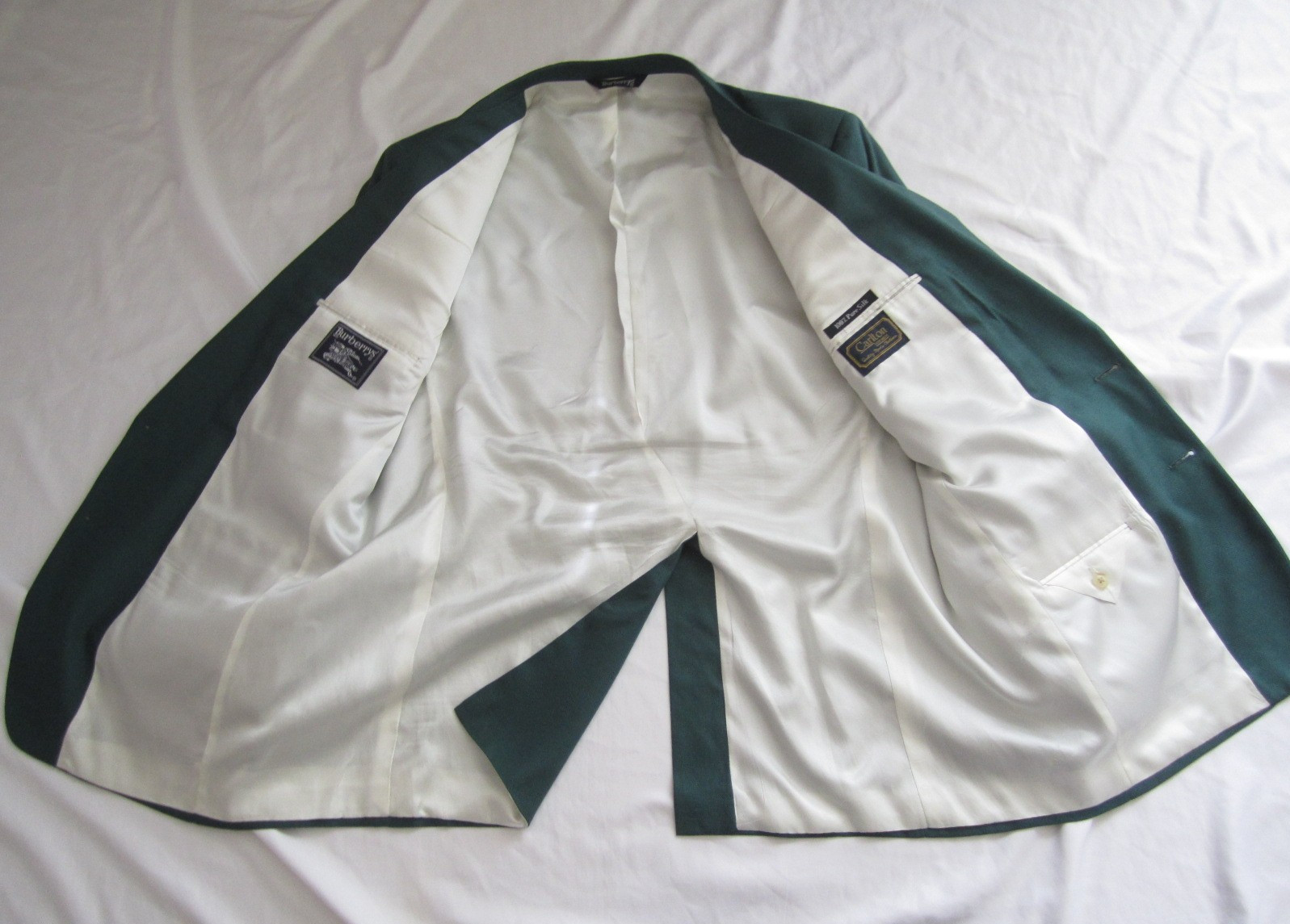 Vtg Burberrys 100% Silk 2 Button Green Blazer Jacket Sz 43 (MJ58) Made in USA thumbnail 9