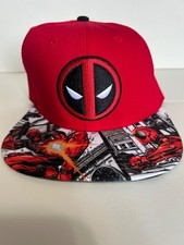 Marvel Comics DEADPOOL Hat Bioworld Adjustable Snapback Red Cap Brim Graphics