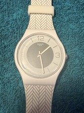 Swatch Unisex White Silicone Band 41mm Swiss Made Watch SR1130SW
