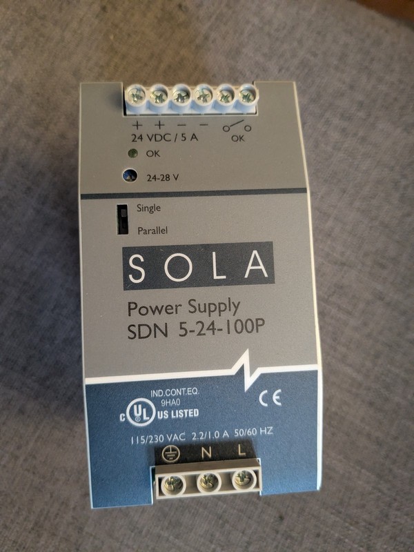 Sola, SDN 5-24-100P, Power Supply 24v 24vdc 115/230v Input Output 5a NEW