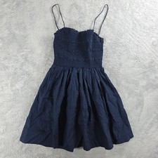 Sunday Best Aritzia Women Small Navy Blue Mini Dress Smocked Spaghetti Strap