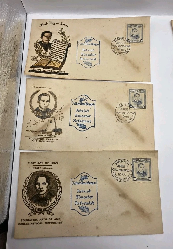 Philippines 1955 Jose Burgos First Day Cover.Vintage.Lot Of 7.Unused. - Image 4 of 4
