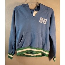Victorias Secret PINK Hoodie Blue Womens S Knit Cuffs LOVEPINK UNIVERSITY 86