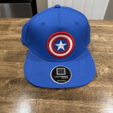 New Marvel Captain America Hat OS Blue Shield Logo Loot Crate Exclusive Snapback